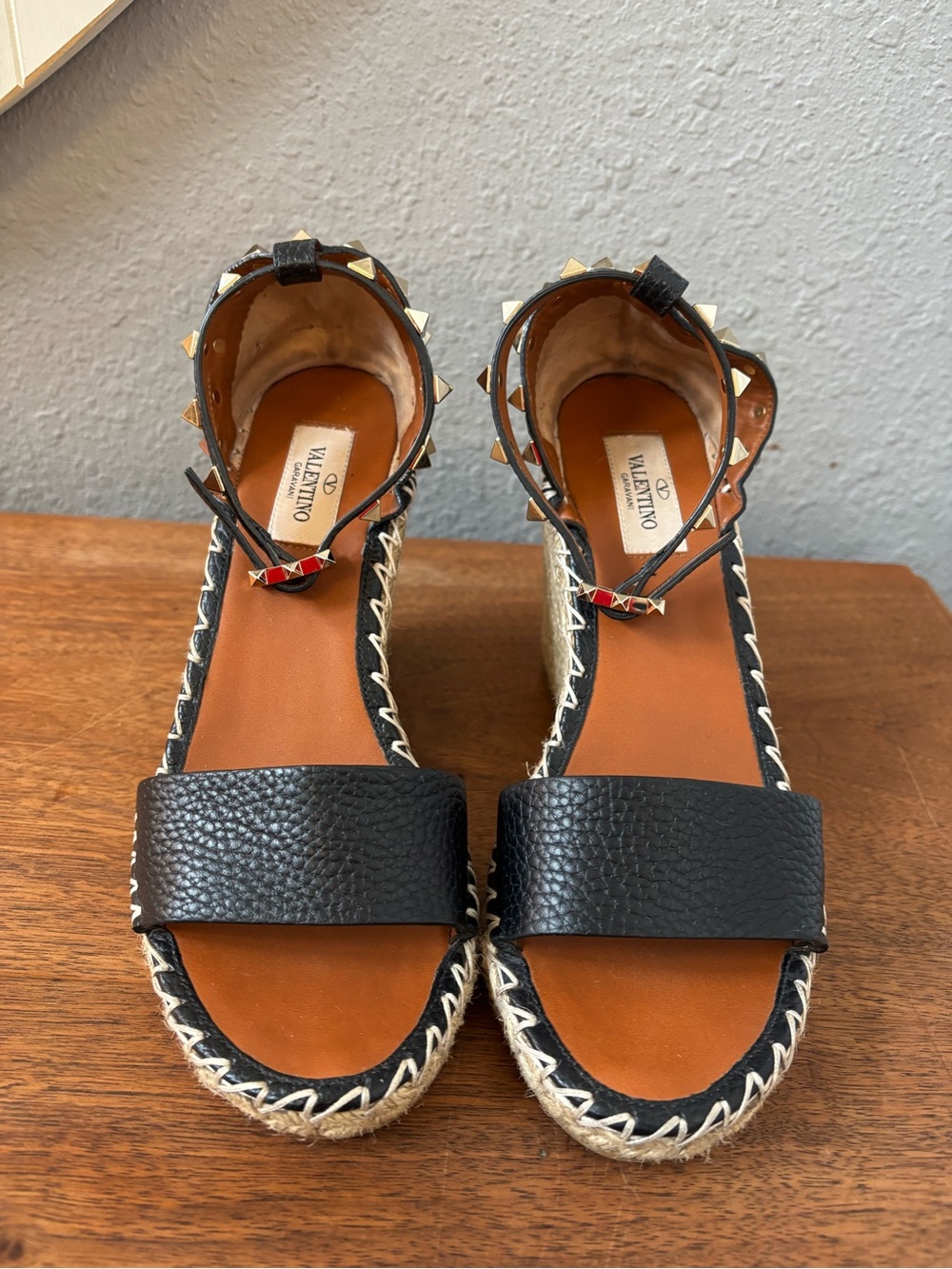 Valentino Garavani Rock Stud Leather Wedge Sandals 37(7) Price is firm - Picture 4 of 13